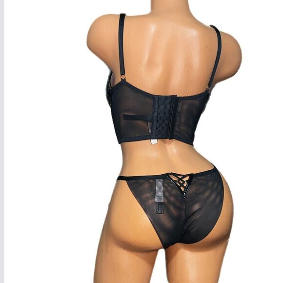 Victorias Secret Very Sexy Push Up Corset Top bra & String Cheeky Panty 34D / S - Picture 5 of 9